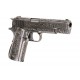 Страйкбольный пистолет Colt 1911 Etched Version, хром, металл, блоу бэк, грин газ